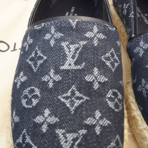 Louis Vuitton - Waterfall Flat Espadrilles - Blue Monogram Denim - Size 35 - Picture 6 of 11